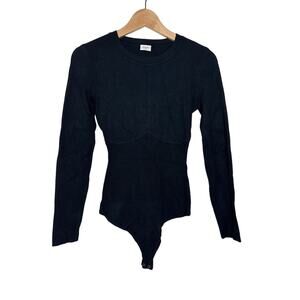 Abercrombie & Fitch Small Black L/S Ribbed Crew Neck Sweater Bodysuit Minimal